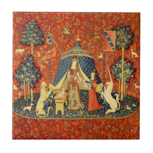 Lady and The Unicorn mittelalterlicher Teppich: Fr Fliese