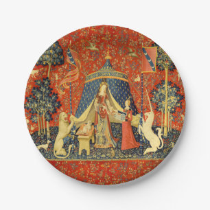 Lady and The Unicorn mittelalterlicher Teppich: Fr Pappteller