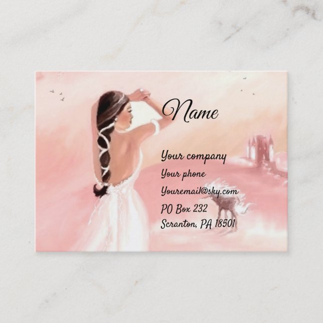 Lady and Unicorn Business Card Visitenkarte (Vorderseite)