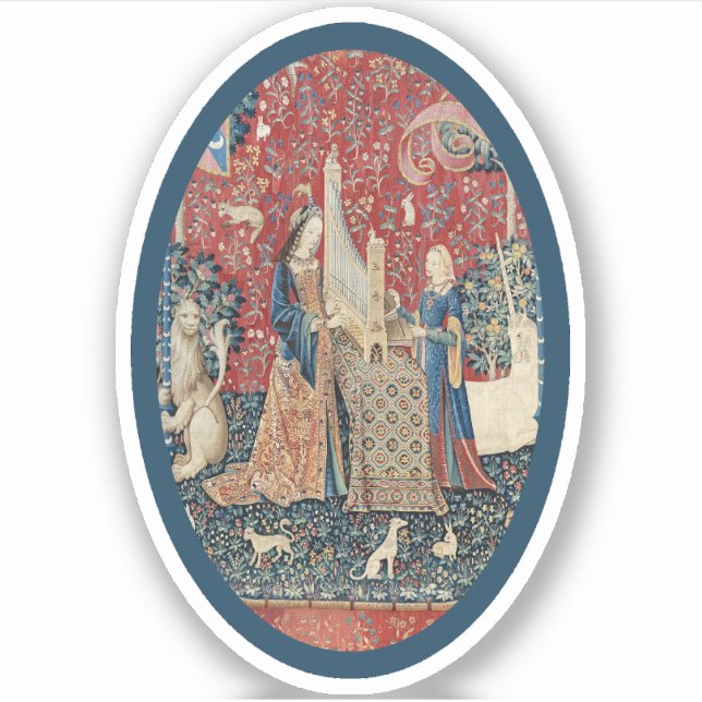 Lady and Unicorn (Hearing) Vinyl Sticker (Vorderseite)