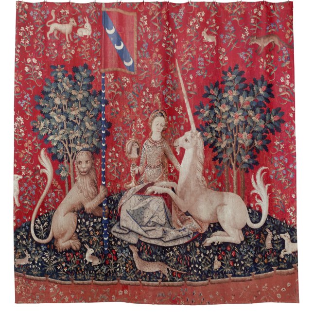 Lady and Unicorn Medieval Tapestry Sight Duschvorhang (Vorderseite)
