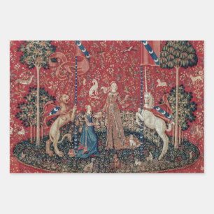 Lady and Unicorn Medieval Tapestry Taste Geschenkpapier Set