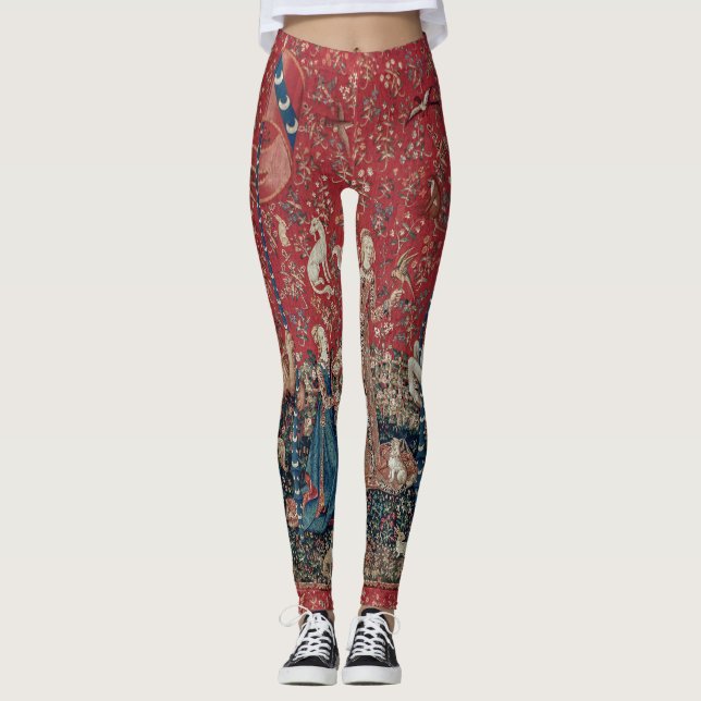 Lady and Unicorn Mittelalterliche Tapestation Gesc Leggings (Vorderseite)