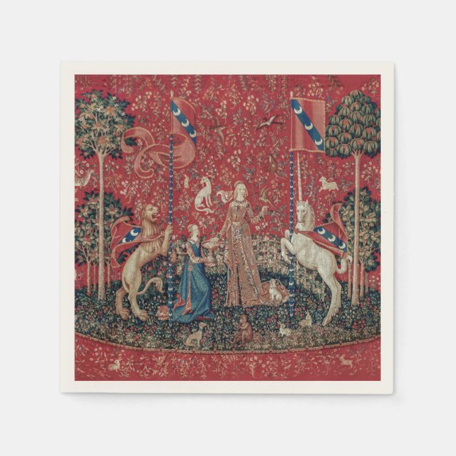 Lady and Unicorn Mittelalterliche Tapestation Gesc Serviette (Vorderseite)