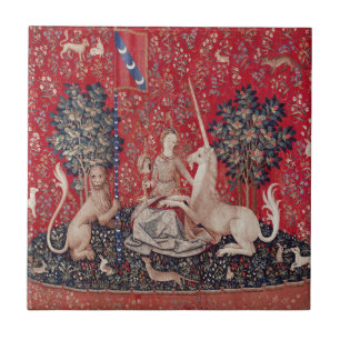 Lady and Unicorn Mittelalterliche Tapestry - Blick Fliese