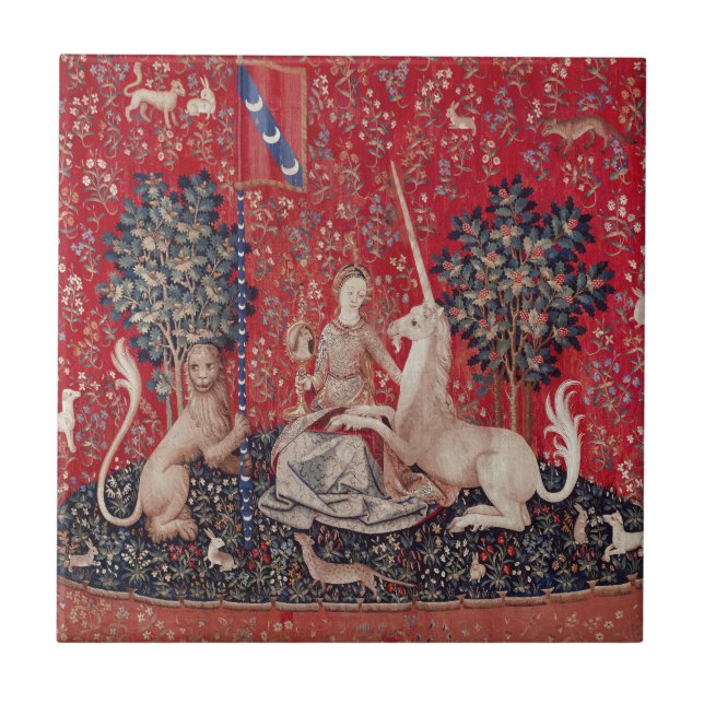 Lady and Unicorn Mittelalterliche Tapestry - Blick Fliese (Vorderseite)