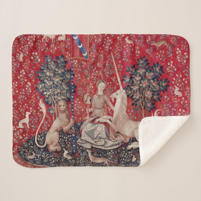 Lady and Unicorn Mittelalterliche Tapestry - Blick Sherpadecke (Vorderseite (Horizontal))