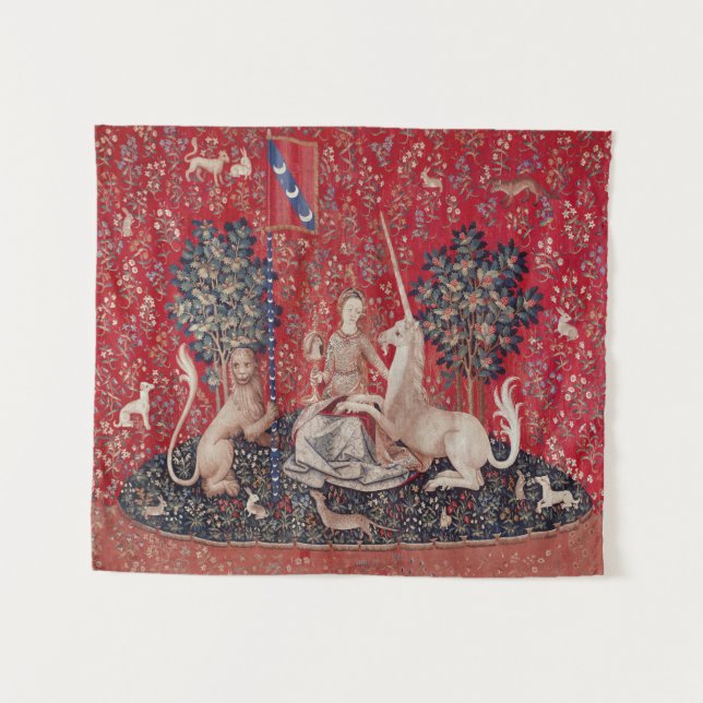 Lady and Unicorn Mittelalterliche Tapestry - Blick Wandteppich (Vorderseite (Horizontal))