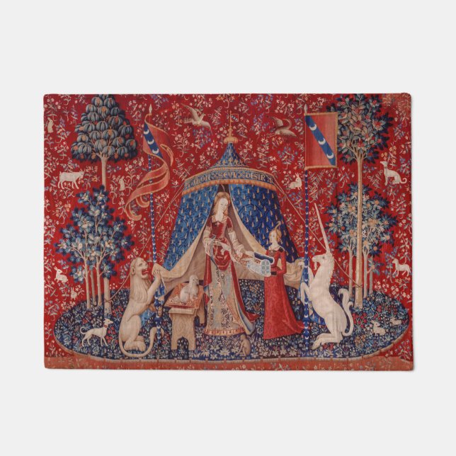 Lady and Unicorn Mittelalterliche Tapestry Fußmatte (Vorderseite)