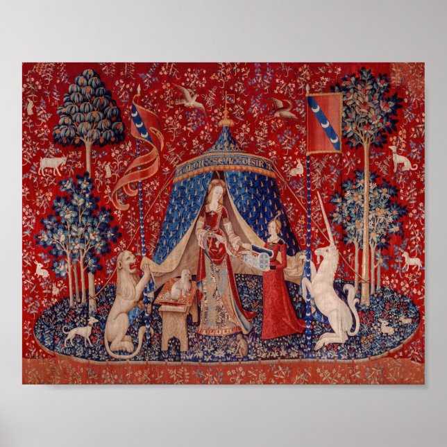 Lady and Unicorn Mittelalterliche Tapestry Poster (Vorne)