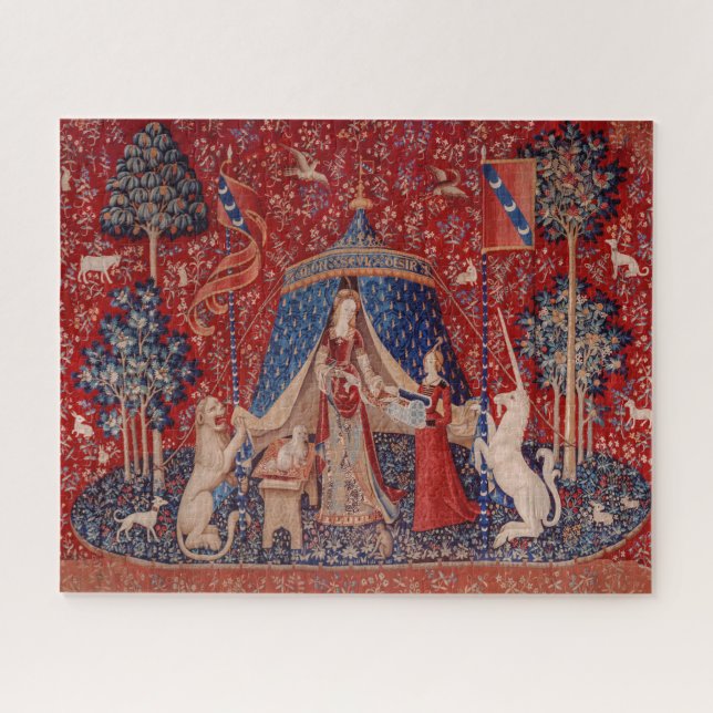 Lady and Unicorn Mittelalterliche Tapestry Puzzle (Horizontal)