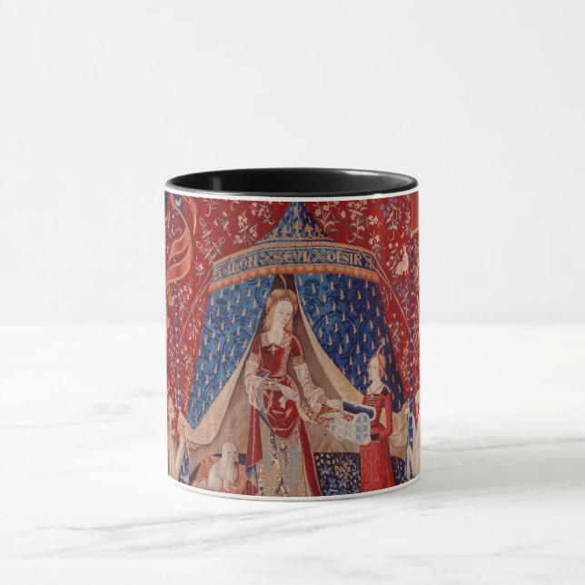 Lady and Unicorn Mittelalterliche Tapestry Tasse (Zentrum)