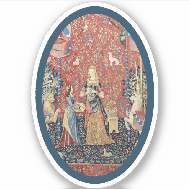 Lady and Unicorn (Riech) Vinyl Sticker (Vorderseite)