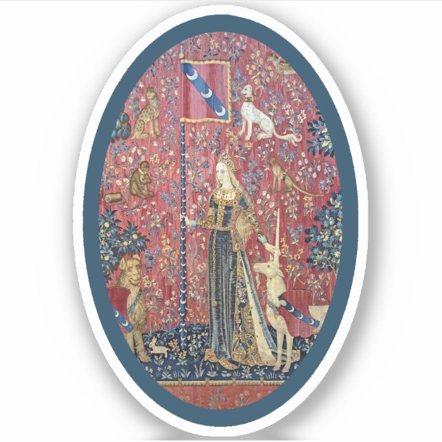 Lady and Unicorn (Touch) Vinyl Sticker (Vorderseite)