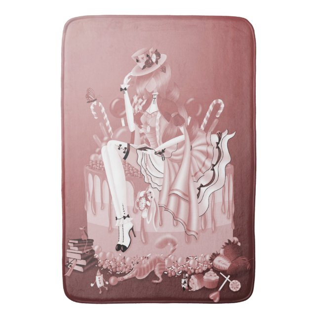 Lady auf Birthday Cake Bath Mat Badematte (Vorderseite Vertikal)