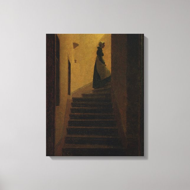Lady auf der Treppe Leinwanddruck (Vorderseite)