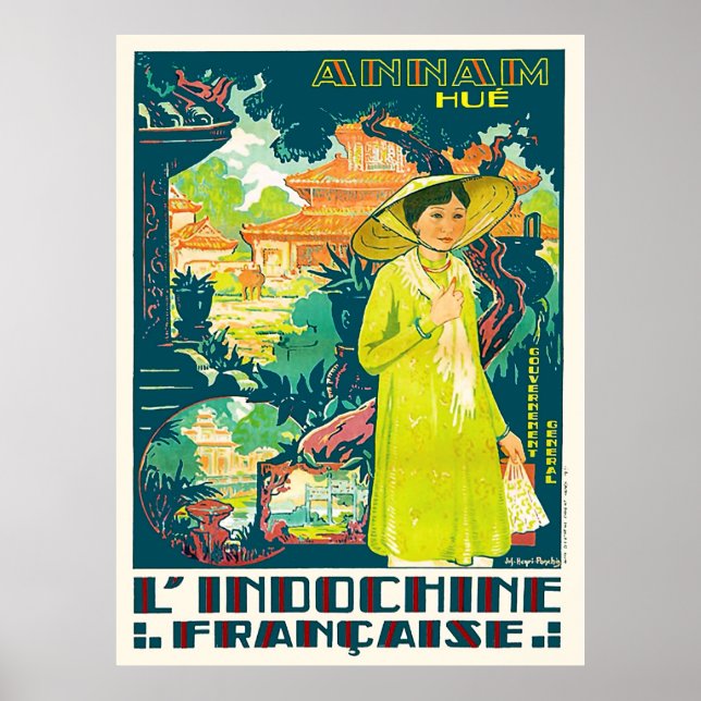 Lady aus Annam Hue, Vietnam City, Asien Poster (Vorne)