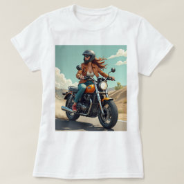Lady Biker auf der Straße T-Shirt