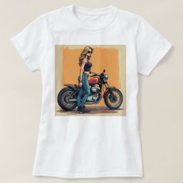 Lady Biker Getting Ready To Ride T-Shirt