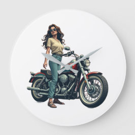 Lady Biker Große Wanduhr