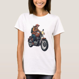 Lady Biker On The Road T-Shirt