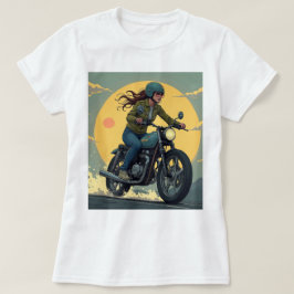 Lady Biker On The Road T-Shirt