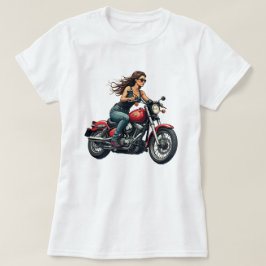 Lady-Bikerin auf der Straße T-Shirt