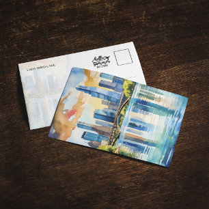 Lady Bird Lake Austin Texas Watercolor Postcard Einladung