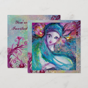 LADY BLUE MASK Elegante Maskenball Hochzeitsfeier Einladung