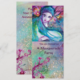 LADY BLUE MASK Elegantes Maskenparty-Programm Einladung