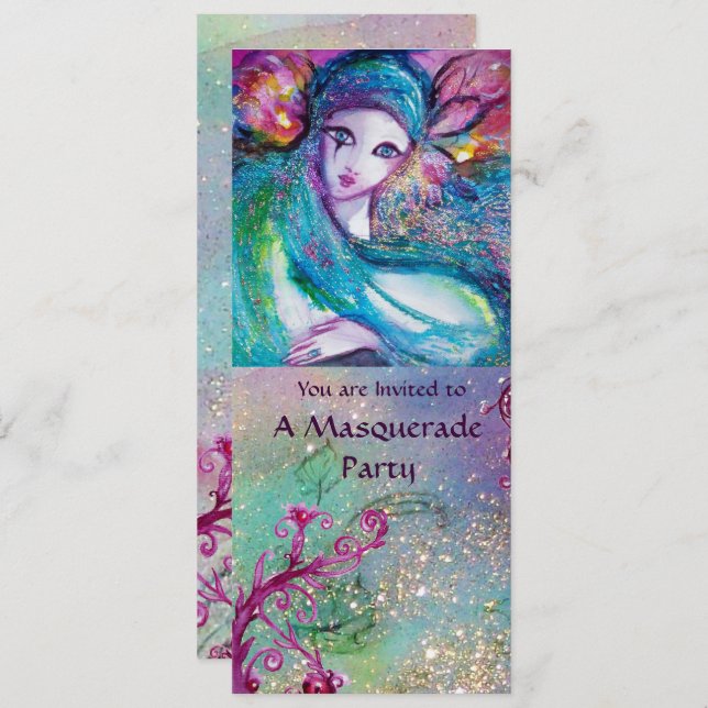 LADY BLUE MASK Elegantes Masquerade Party Programm (Vorne/Hinten)