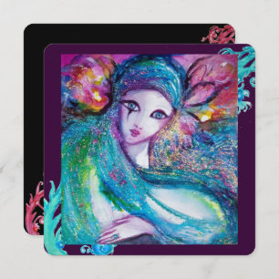 LADY BLUE MASK Elegantes Party, Aquamarin Schwarz Einladung