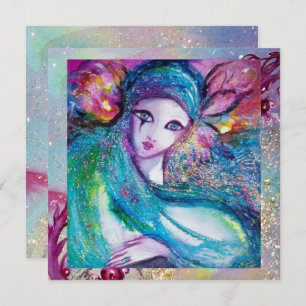 LADY BLUE MASK Elegantes Venezianisches Masquerade Einladung