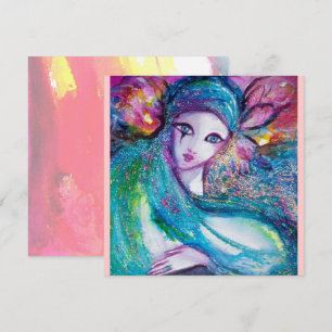 LADY BLUE MASK Maskenball Pink Türkis Einladung