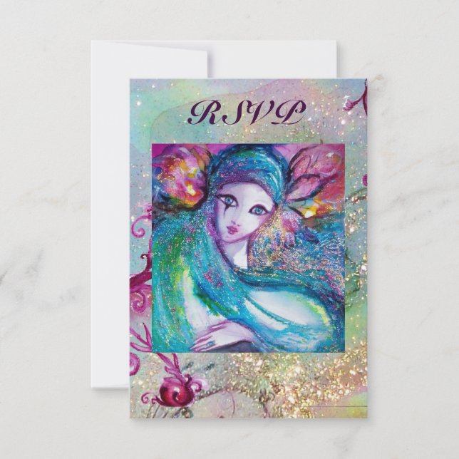 LADY BLUE MASK Pearkle Sparkle Masquerade Party UA RSVP Karte (Vorderseite)