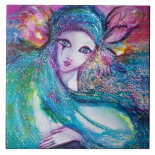 LADY BLUE MASK Venezianisch Masquerade Ball, aquam Fliese