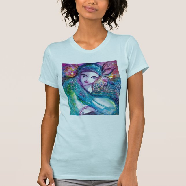 LADY BLUE MASK Venezianisch Masquerade Party T-Shirt (Vorderseite)