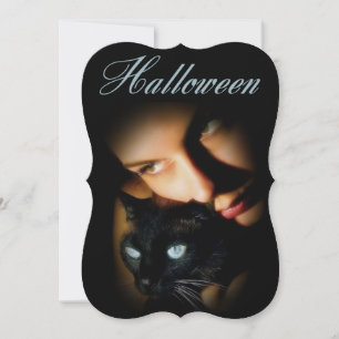 Lady & Blue Mit Augen Cat Adult Halloween-Party Ei Einladung