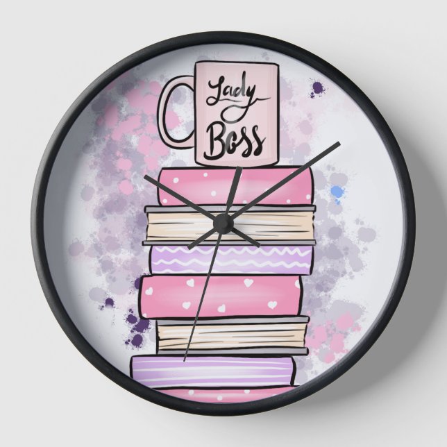Lady Boss Books und Tasse Uhr (Vorderseite)