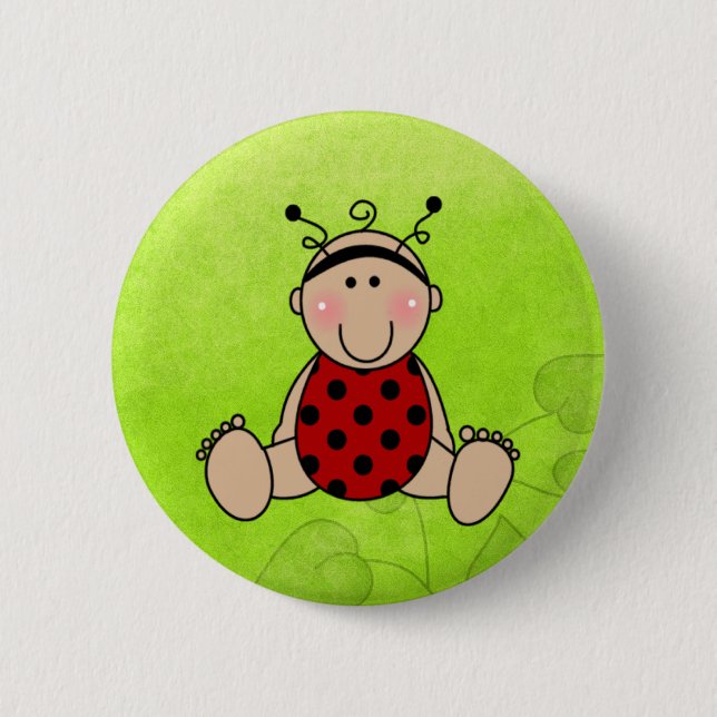 Lady Bug Baby Duschkabinen Gastgeschenke Button (Vorderseite)
