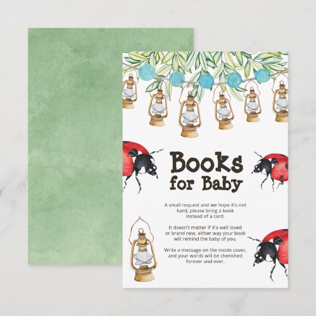 Lady Bug Baby Showbuchkarte Einladung (Vorne/Hinten)