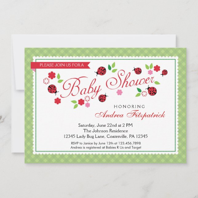 Lady Bug Baby Shower Einladung (Vorderseite)