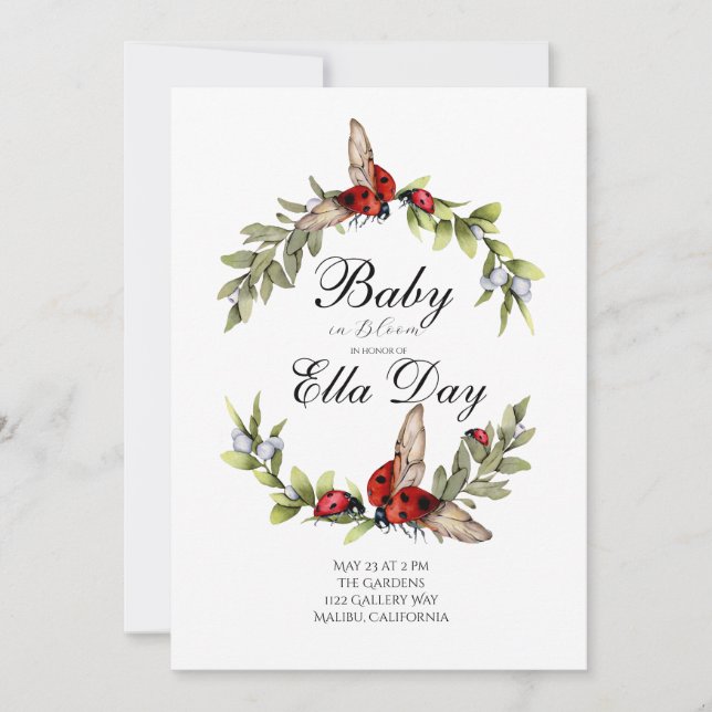 Lady Bug Baby Shower Einladung (Vorderseite)