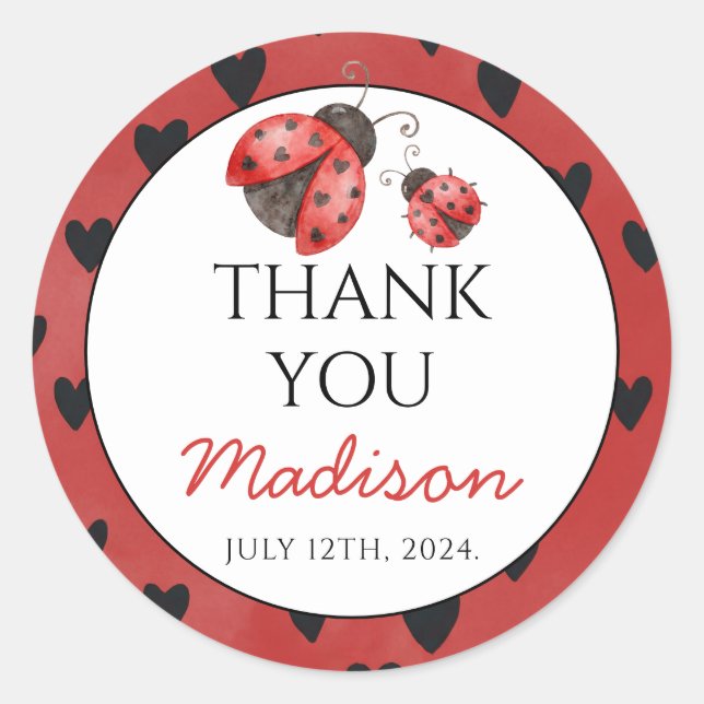 Lady Bug Baby Shower  Runder Aufkleber (Vorderseite)