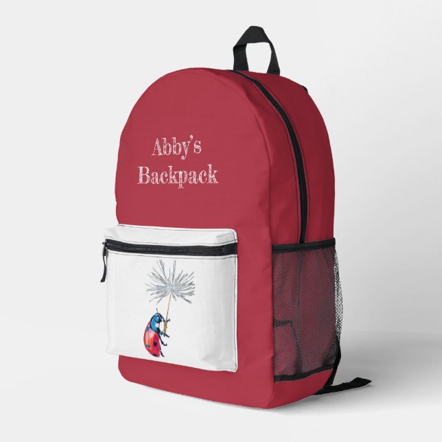 Lady Bug Backpack mit benutzerdefinierbarem Namen Bedruckter Rucksack (Rückseitige Ecke Rechts)