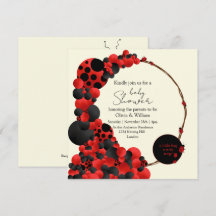 Lady Bug-Bird-Baby Dusche-Thema Einladung