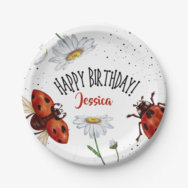Lady Bug Birthday Garden Party Pappteller (Vorderseite)