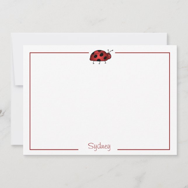 Lady Bug Flat Note Card Stationery (#FLAT 009) Mitteilungskarte (Vorderseite)