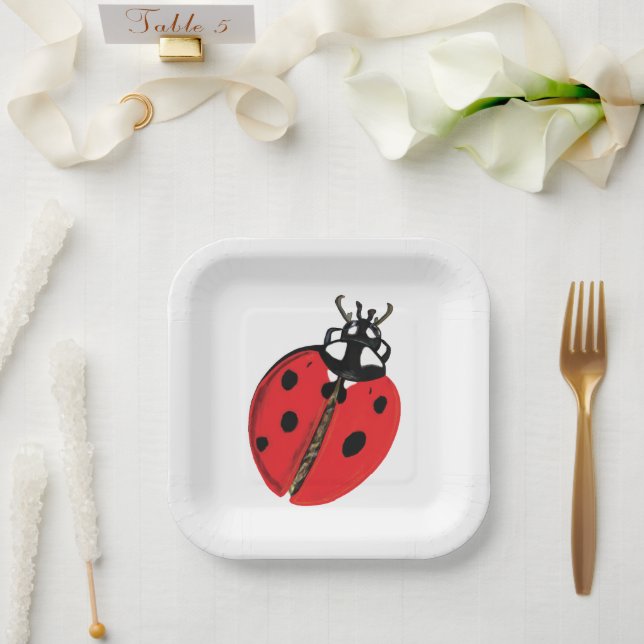 Lady Bug Illustration Pappteller (Hochzeit)