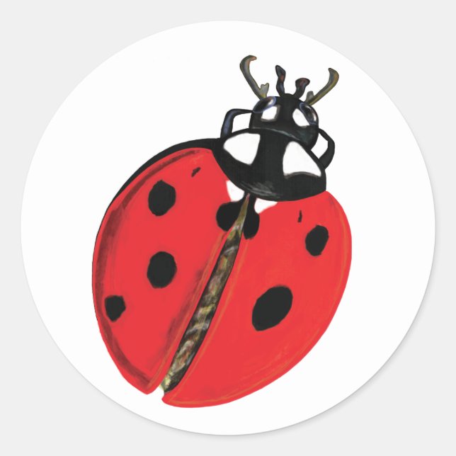 Lady Bug Illustration Runder Aufkleber (Vorderseite)